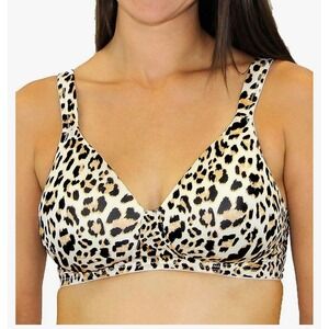 Leading Lady Leopard Brigitte Molded Padded T-Shirt Bra, US 48 DD New